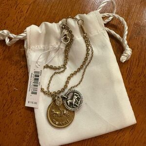 Coach Gold-Tone Double Coin Pendant Bracelet